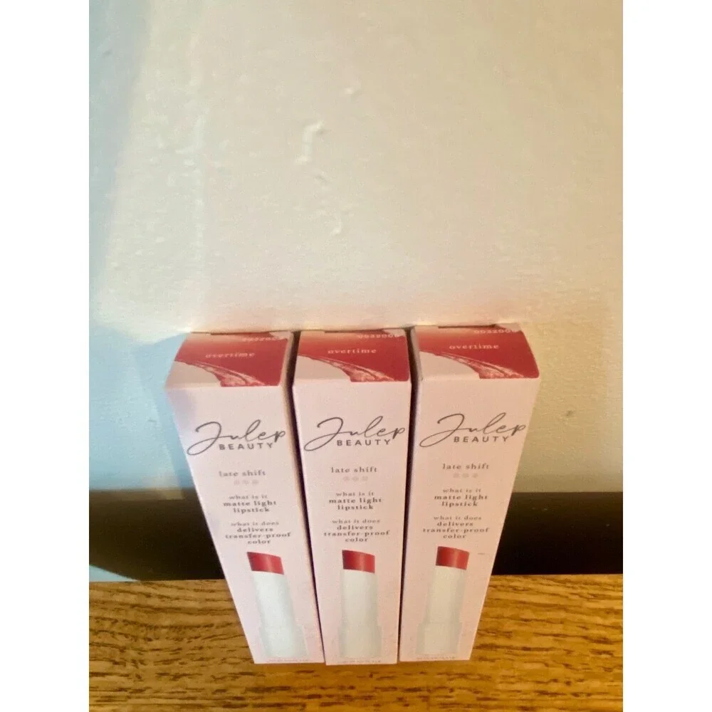 3X Julep Beauty Matte Light Lipstick Transfer Proof Color Overtime NEW SET of 3